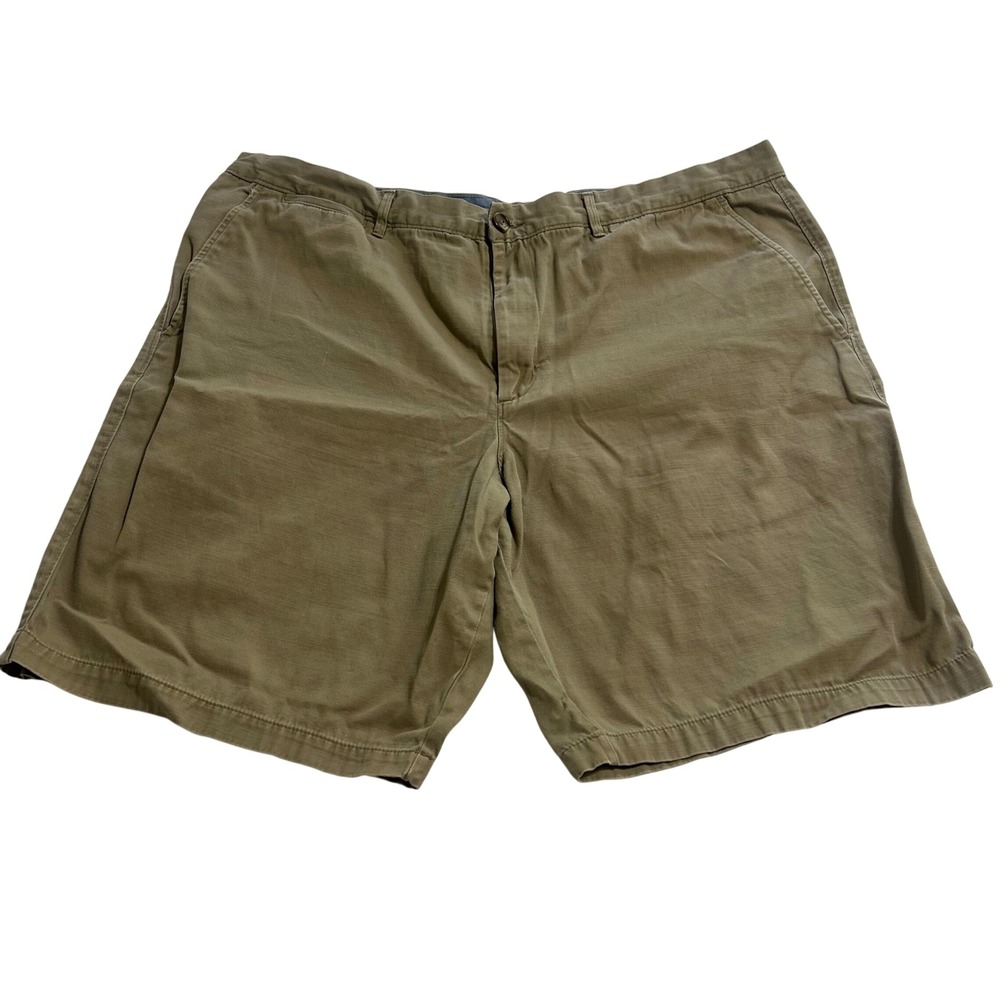 Merona Mens Khaki Tan Chino Shorts Size 42 100% Cotton Flat Front Casual Summer